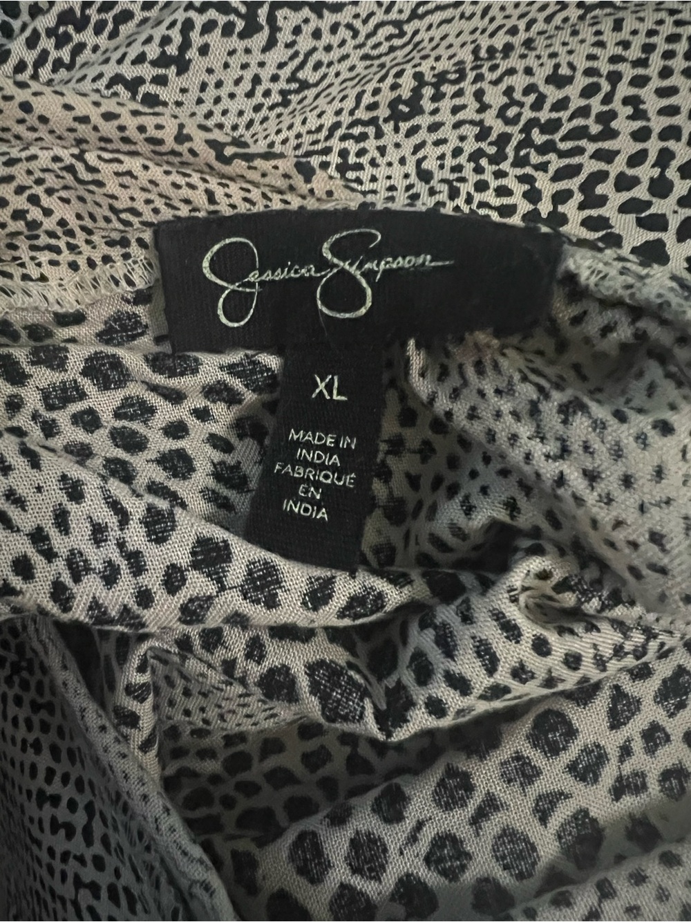 Jessica Simpson Black & Cream Animal Print Top